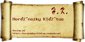 Horánszky Klétus névjegykártya